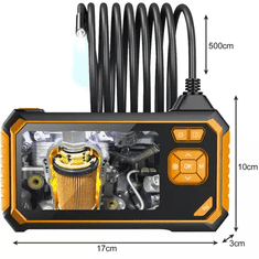 BIGSTREN Endoskop so 4,3" HD LCD displejom, 5 m káblom a 4 vymeniteľnými hrotmi