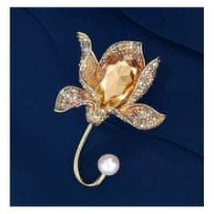 Flor de Cristal Flamenco Mystique Elegantná brošňa s kryštálmi CRISTAL FLOWER BZ121, rozmery 5,7 cm x 7,2 cm, hmotnosť 35 g