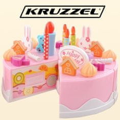 Kruzzel Narodeninová torta - XXL sada 75 prvkov, svietiaca a hrajúca sviečka, napájaná batériami LR44