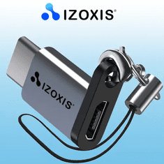 Izoxis Adaptér USB-C na Micro USB 2.0 s technológiou OTG, hliník/PVC, dĺžka kábla 6,5 cm