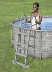 Bestway Rebrík do bazéna 107 cm, kovový, protišmykový, plastové schodíky, rozmery 139x66x127cm