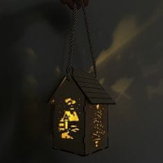 Ruhhy Drevený adventný lampáš LED s rukoväťou, hnedý, 14x7,5x10,2 cm