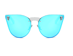 Camerazar Modré zrkadlové slnečné okuliare s mačacími očami pre dámy, UV ochrana, ľahký rám