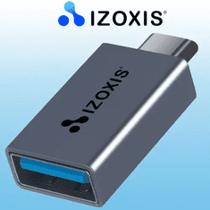 Izoxis Adaptér USB 3.0 na USB-C, Plug & Play, hliník/nylon/PVC, 3/0,7/1,5 cm
