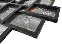 Ruhhy Multi-rámček na 10 fotografií, čierny plast, rozmery 54/49/2 cm