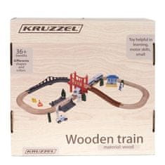 Kruzzel Drevená železnica s batériovým vlakom, 37 prvkov, dĺžka trate 3,2 m