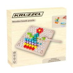 Kruzzel Drevené puzzle s farebnými korálkami, viacfarebné, rozmery 22 x 22 x 5,5 cm