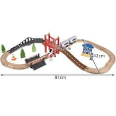 Kruzzel Drevená železnica s batériovým vlakom, 37 prvkov, dĺžka trate 3,2 m