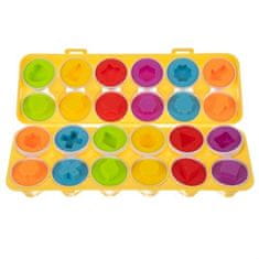 Iso Trade Vzdelávacie puzzle vajíčka s 12 rôznymi tvarmi, pestrofarebné, plastové - rozmery 29,3/10,5/7cm