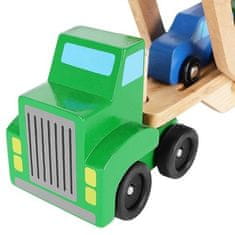 Kruzzel Drevený skladací nákladiak s ťahačom a sadou 4 autíčok, rozmery 32 x 7,3 x 16,5 cm, hmotnosť 650 g
