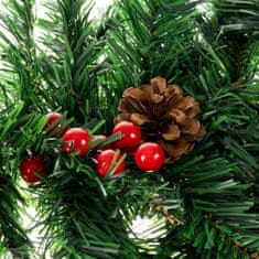 Ruhhy Veniec na vianočný stromček, plastový, 100 cm, s červenými guľami a umelými šiškami