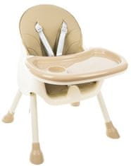 Kruzzel Vysoká stolička na kŕmenie 3v1, béžová, PVC + špongia, 60-92/60/75 cm