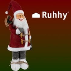 Ruhhy Vianočný Santa Claus 45cm, sivý/červený/biely, plast/plsť