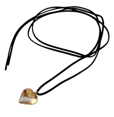 Camerazar Dlhý dámsky náhrdelník s príveskom viazaného srdca, čierna farba, kov/zlato