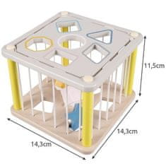 Kruzzel Edukačná drevená kocka s triedičom tvarov, viacfarebná, 14,3x14,3x11,5 cm