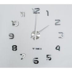 Ruhhy DIY nástenné hodiny s 3D efektom, strieborné, priemer 60-130 cm, materiál EVA pena + akryl