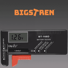 BIGSTREN Tester batérií/meter 19898, čierny plast, 11x6x2,5 cm