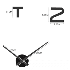 Ruhhy DIY nástenné hodiny v štýle Loft, čierne, priemer 60-130 cm, materiál EVA pena + akryl