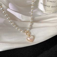 Flor de Cristal Perlový náhrdelník s príveskom v tvare srdca, dĺžka 46 cm, veľkosť prívesku 2x2 cm