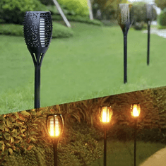 Gardlov Solárna záhradná lampa s LED svetlom, efekt plameňa a teplá biela farba, 51 x 7 cm