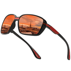 Camerazar Cyklistické okuliare Sports s polarizačnými zrkadlovými sklami, červené