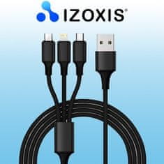 Izoxis Kábel 3v1 USB 22194, meď/nylon/PVC, ~120 cm