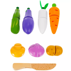 Kruzzel Drevená súprava na krájanie ovocia a zeleniny, viacfarebná, 9 prvkov, rozmery 18 x 12,5 x 4,4 cm