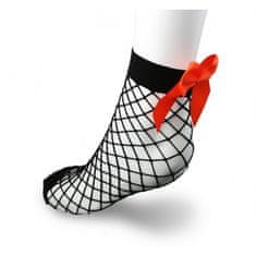 Flor de Cristal Flamenco Mystique Sieťované ponožky s oranžovou mašľou, veľmi flexibilné, univerzálna veľkosť