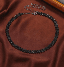 Camerazar Dámsky náhrdelník s čiernymi kryštálmi a zirkónmi
