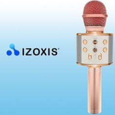 Izoxis Multifunkčný karaoke mikrofón s reproduktorom, svetloružový, Bluetooth 4.0, vstavaná batéria 1200 mAh