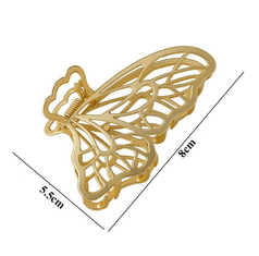 Camerazar Veľká kovová spona do vlasov, zlatá, motív motýľa