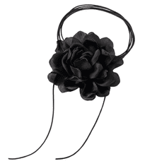 Camerazar Veľký dámsky náhrdelník s motívom kvetov, tvar kvapky, čierny