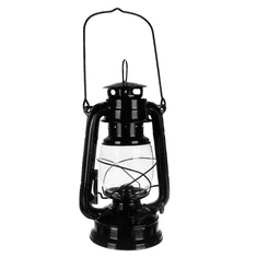 Iso Trade Nastaviteľná petrolejová lampa, čierna, pozinkovaná oceľ a sklo, 24 cm