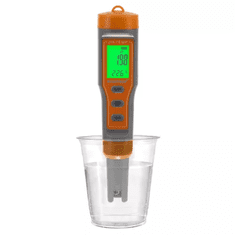 BIGSTREN Elektronický tester kvality vody 4v1 s LED displejom, meranie pH a teploty, napájanie batériou, materiál ABS