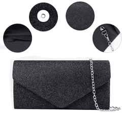 Camerazar Elegantná čierna dámska večerná taška cez rameno, lesklý materiál