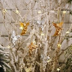 Flor de Cristal Zlaté závesné ozdoby Flamenco Mystique - sada 6 anjelov na vianočný stromček, dĺžka 6 cm, priemer 4 cm