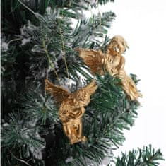 Flor de Cristal Zlaté závesné ozdoby Flamenco Mystique - sada 6 anjelov na vianočný stromček, dĺžka 6 cm, priemer 4 cm
