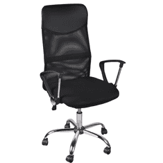 Malatec Otočná kancelárska stolička MESH, čierna, sieťovina + polstrovanie, pochrómovaná oceľ + plast