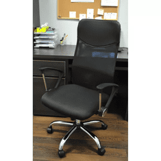 Malatec Otočná kancelárska stolička MESH, čierna, sieťovina + polstrovanie, pochrómovaná oceľ + plast