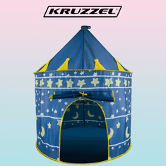 Kruzzel Detský stan v tvare kráľovského hradu, tmavomodrý, polyester, 135 x 105 cm