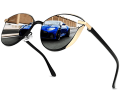 Camerazar Polarizačné slnečné okuliare s mačacími očami pre dámy, čierne, odolné proti poškriabaniu
