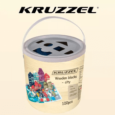 Kruzzel City drevené kocky, 100 ks, s triedičom a puzzle, vrátane tašky