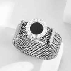 Camerazar Strieborný prsteň z chirurgickej ocele s rímskymi číslicami a ciferníkom