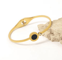 Camerazar Náramok z chirurgickej ocele z masívneho zlata s čiernym okom a elegantným ciferníkom