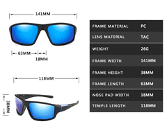 Camerazar Univerzálne športové polarizačné slnečné okuliare , ľahké, modré zrkadlá