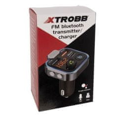 Xtrobb FM Bluetooth vysielač/nabíjačka 22355 s nabíjačkou do auta 12V/24V, kompatibilný s IOS a Android, rozmery 7,5 x 4,5 x 4,7 cm