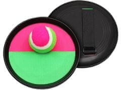 Kruzzel Hra na suchý zips s okrúhlymi pádlami a loptou, ružová/zelená, 18,5 cm