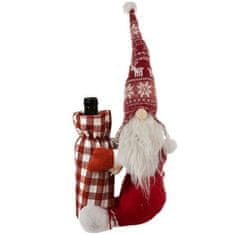 Ruhhy Vianočný škriatok s vreckom na fľašu, biely a červený, polyester, 55x18x22 cm
