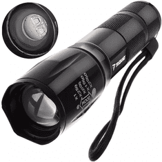 Trizand Svietidlo CREE XPE LED s UV a ZOOM, čierne, hliníkové puzdro, dosah 200-300 m