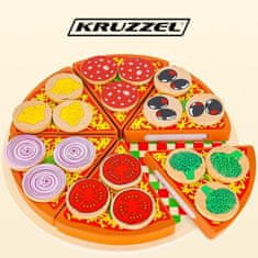 Kruzzel Drevená pizza pre deti s náradím a príslušenstvom, veľkosť 21x2,5 cm, hmotnosť 0,62 kg